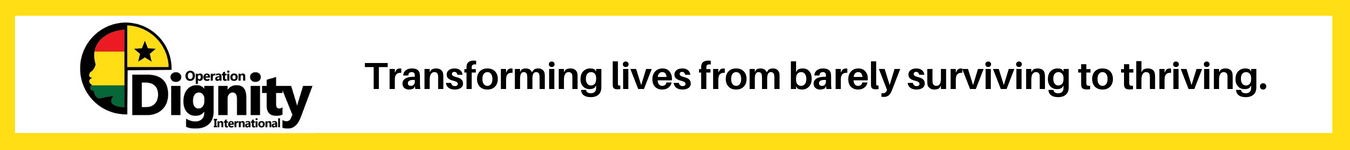 Operation Dignity International logo; transforming lives from barely surviving to thriving